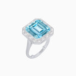 Load image into Gallery viewer, Art Deco Emerald Cut Mounting Ring with Baguette Diamond Halo - Shahin Jewelry