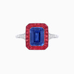 Load image into Gallery viewer, Art Deco Emerald Cut Ring with Customizable French - Cut Gemstone Accents (Mounting) - Shahin Jewelry