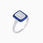 Load image into Gallery viewer, Art Deco Emerald Cut Ring with Customizable French - Cut Gemstone Accents (Mounting) - Shahin Jewelry