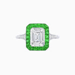Load image into Gallery viewer, Art Deco Emerald Cut Ring with Customizable French - Cut Gemstone Accents (Mounting) - Shahin Jewelry
