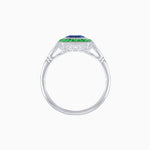 Load image into Gallery viewer, Art Deco Emerald Cut Ring with Customizable French - Cut Gemstone Accents (Mounting) - Shahin Jewelry