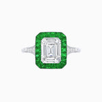 Load image into Gallery viewer, Art Deco Emerald Cut Ring with Customizable French - Cut Gemstone Accents (Mounting) - Shahin Jewelry