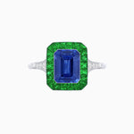 Load image into Gallery viewer, Art Deco Emerald Cut Ring with Customizable French - Cut Gemstone Accents (Mounting) - Shahin Jewelry