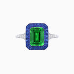 Load image into Gallery viewer, Art Deco Emerald Cut Ring with Customizable French - Cut Gemstone Accents (Mounting) - Shahin Jewelry