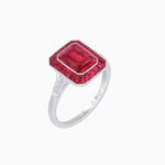 Load image into Gallery viewer, Art Deco Emerald Cut Ring with Customizable French - Cut Gemstone Accents (Mounting) - Shahin Jewelry