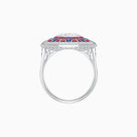 Load image into Gallery viewer, Art Deco Geometric Calibre French Cut Gemstone Diamond Ring - Shahin Jewelry