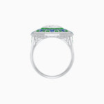 Load image into Gallery viewer, Art Deco Geometric Calibre French Cut Gemstone Diamond Ring - Shahin Jewelry