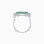 Load image into Gallery viewer, Art Deco Geometric Calibre French Cut Gemstone Diamond Ring - Shahin Jewelry