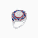 Load image into Gallery viewer, Art Deco Geometric Calibre French Cut Gemstone in Illusion Diamond Ring - Shahin Jewelry