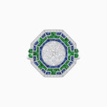 Load image into Gallery viewer, Art Deco Geometric Calibre French Cut Gemstone in Illusion Diamond Ring - Shahin Jewelry