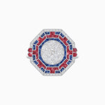 Load image into Gallery viewer, Art Deco Geometric Calibre French Cut Gemstone in Illusion Diamond Ring - Shahin Jewelry
