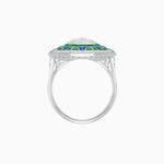 Load image into Gallery viewer, Art Deco Geometric Calibre French Cut Gemstone in Illusion Diamond Ring - Shahin Jewelry