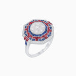 Load image into Gallery viewer, Art Deco Geometric Calibre French Cut Gemstone in Illusion Diamond Ring - Shahin Jewelry