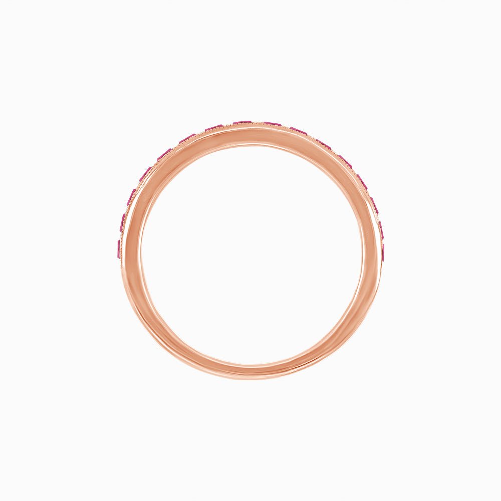 Art Deco Half Eternity Band – French - Cut Spinel in 14K Rose Gold - Shahin Jewelry