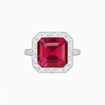 Load image into Gallery viewer, Art Deco Inspired Asscher Cut Ring with Baguette Diamond Halo - Shahin Jewelry