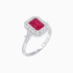 Load image into Gallery viewer, Art Deco Inspired Bezel-Set Emerald Cut Octagonal Halo Ring - Shahin Jewelry
