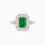 Load image into Gallery viewer, Art Deco Inspired Bezel-Set Emerald Cut Octagonal Halo Ring - Shahin Jewelry