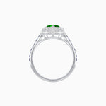 Load image into Gallery viewer, Art Deco Inspired Bezel-Set Heart Halo Ring with Calibré Gemstone Shoulders - Shahin Jewelry