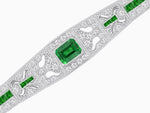 Load image into Gallery viewer, Art Deco Inspired Bracelet with Emerald Cut Center and Gemstones (Mounting) - Shahin Jewelry