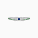 Load image into Gallery viewer, Art Deco Inspired Bracelet with Emerald Cut Center and Gemstones (Mounting) - Shahin Jewelry