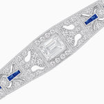 Load image into Gallery viewer, Art Deco Inspired Bracelet with Emerald Cut Diamond And Gemstone - Shahin Jewelry