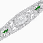 Load image into Gallery viewer, Art Deco Inspired Bracelet with Emerald Cut Diamond And Gemstone - Shahin Jewelry
