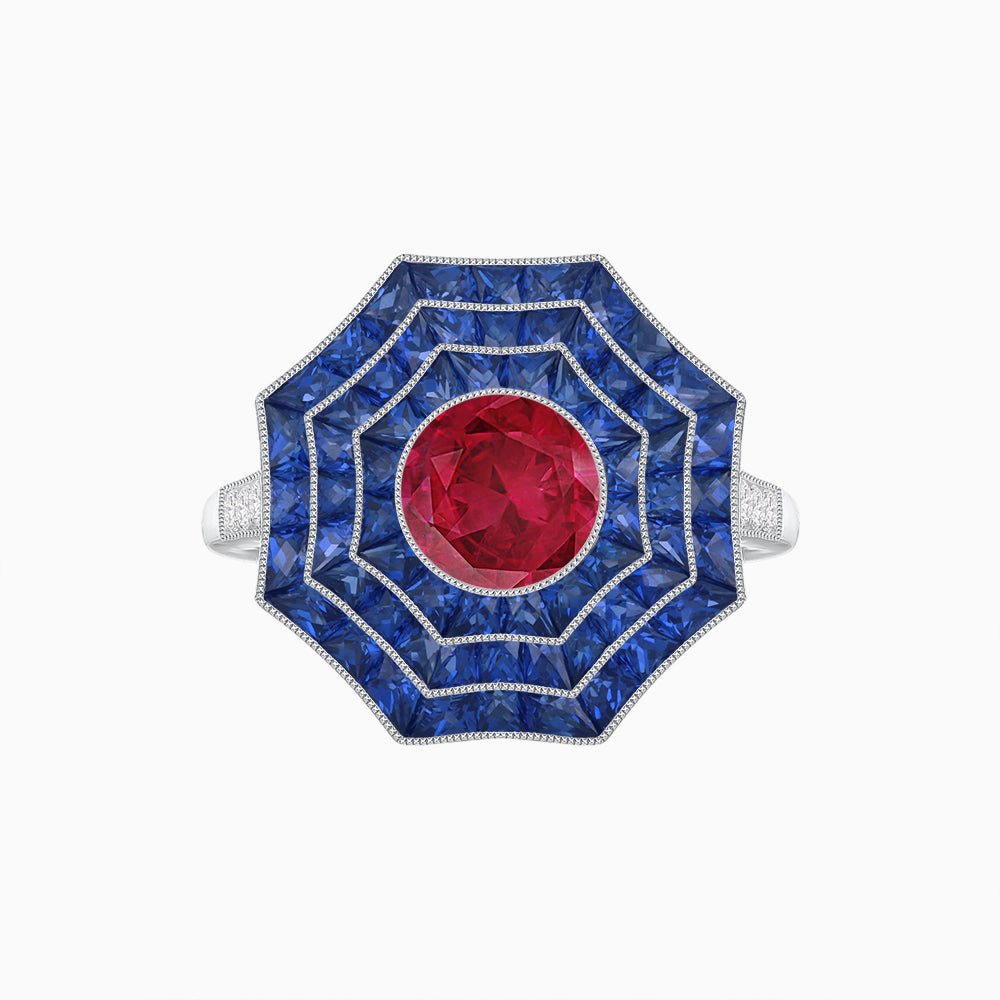 Art Deco Inspired Cocktail Gemstone Ring - Shahin Jewelry