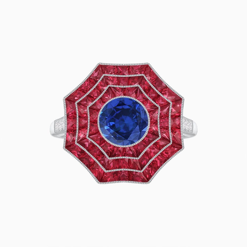 Art Deco Inspired Cocktail Gemstone Ring - Shahin Jewelry