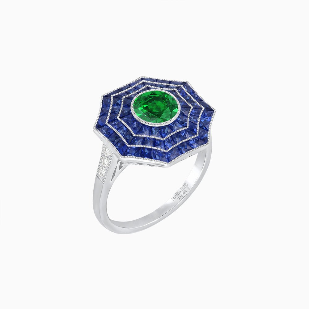 Art Deco Inspired Cocktail Gemstone Ring - Shahin Jewelry