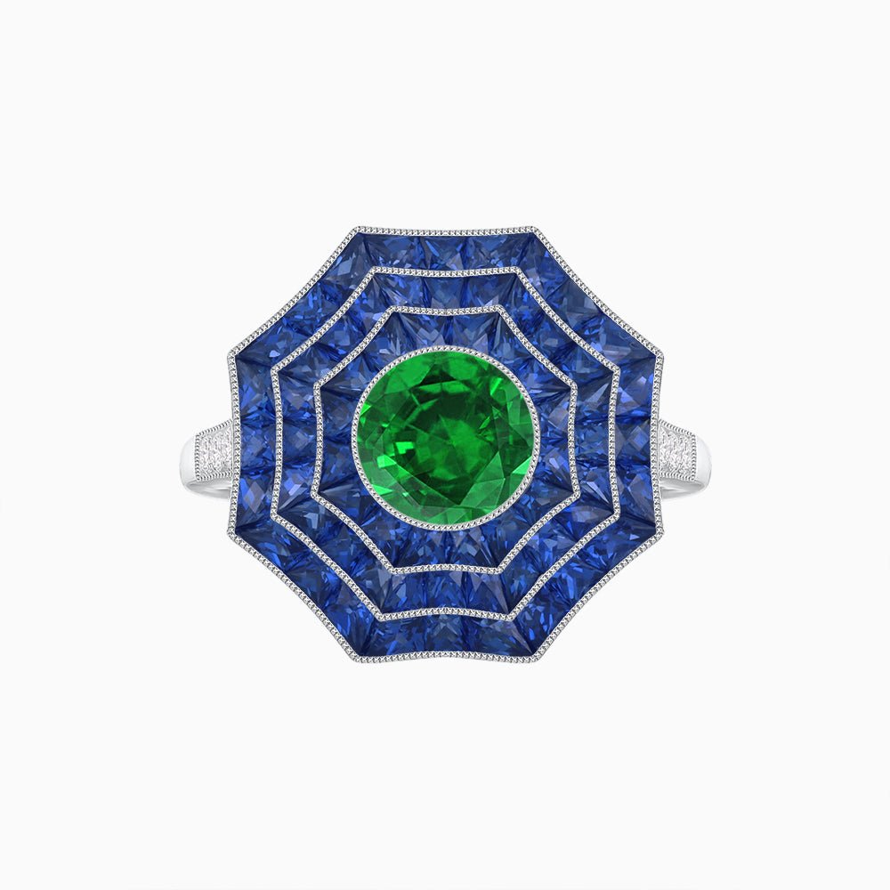 Art Deco Inspired Cocktail Gemstone Ring - Shahin Jewelry