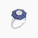 Load image into Gallery viewer, Art Deco Inspired Cocktail Illusion Diamond Ring with Gemstone - Shahin Jewelry