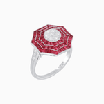 Load image into Gallery viewer, Art Deco Inspired Cocktail Illusion Diamond Ring with Gemstone - Shahin Jewelry