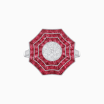 Load image into Gallery viewer, Art Deco Inspired Cocktail Illusion Diamond Ring with Gemstone - Shahin Jewelry