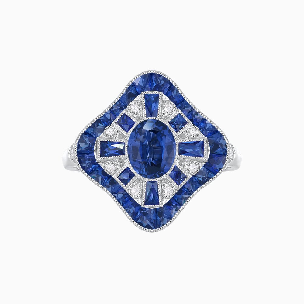 Art Deco Inspired Cocktail Ring with Gemstone - Shahin Jewelry