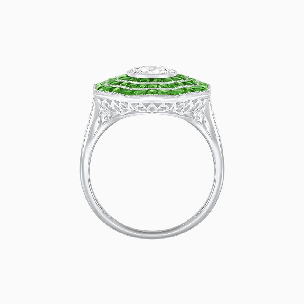 Art Deco Inspired Cocktail Ring with Gemstone - Shahin Jewelry
