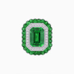 Load image into Gallery viewer, Art Deco Inspired Convertible Emerald Cut Double Halo Ring Pendant - Shahin Jewelry