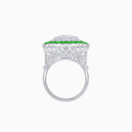 Load image into Gallery viewer, Art Deco Inspired Convertible Emerald Cut Double Halo Ring Pendant - Shahin Jewelry