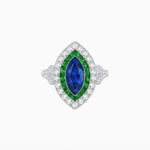 Load image into Gallery viewer, Art Deco Inspired Convertible Marquise Double Halo Ring Pendant - Shahin Jewelry