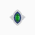 Load image into Gallery viewer, Art Deco Inspired Convertible Marquise Double Halo Ring Pendant - Shahin Jewelry