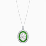 Load image into Gallery viewer, Art Deco Inspired Convertible Oval Double Halo Ring Pendant - Shahin Jewelry