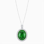 Load image into Gallery viewer, Art Deco Inspired Convertible Oval Double Halo Ring Pendant - Shahin Jewelry