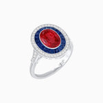 Load image into Gallery viewer, Art Deco Inspired Convertible Oval Double Halo Ring Pendant - Shahin Jewelry
