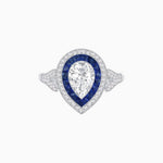 Load image into Gallery viewer, Art Deco Inspired Convertible Pear Double Halo Ring Pendant - Shahin Jewelry