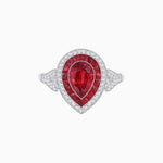 Load image into Gallery viewer, Art Deco Inspired Convertible Pear Double Halo Ring Pendant - Shahin Jewelry