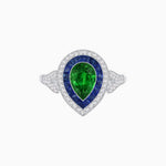 Load image into Gallery viewer, Art Deco Inspired Convertible Pear Double Halo Ring Pendant - Shahin Jewelry