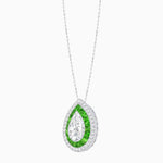 Load image into Gallery viewer, Art Deco Inspired Convertible Pear Double Halo Ring Pendant - Shahin Jewelry