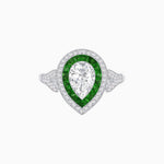 Load image into Gallery viewer, Art Deco Inspired Convertible Pear Double Halo Ring Pendant - Shahin Jewelry