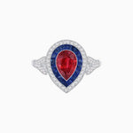 Load image into Gallery viewer, Art Deco Inspired Convertible Pear Double Halo Ring Pendant - Shahin Jewelry