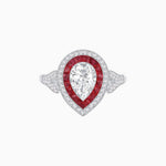 Load image into Gallery viewer, Art Deco Inspired Convertible Pear Double Halo Ring Pendant - Shahin Jewelry