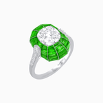 Load image into Gallery viewer, Art Deco Inspired Cushion-Cut Center and Calibré-Cut Gemstone Cocktail Ring - Shahin Jewelry